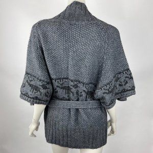 Lineamaglia Italy Moose Print Cardigan Short Sleeve Alpaca Wool Women L‎ EUC